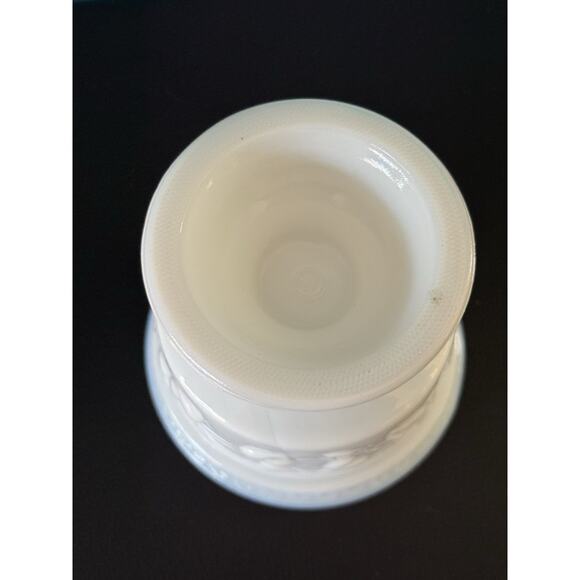 Vintage Milk Glass Pedestal Bowl Floral Embossed White Compote Candy Dish Decor - Picture 5 of 8